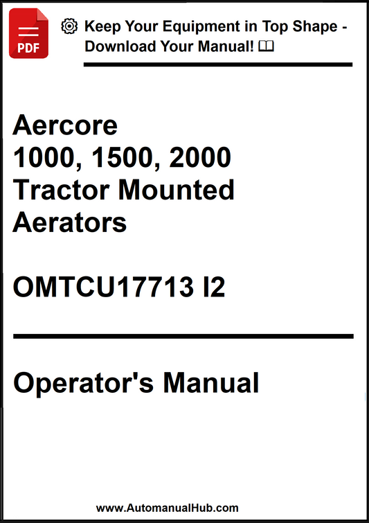 Operator's manual for Aercore tractor mounted aerators on a white background