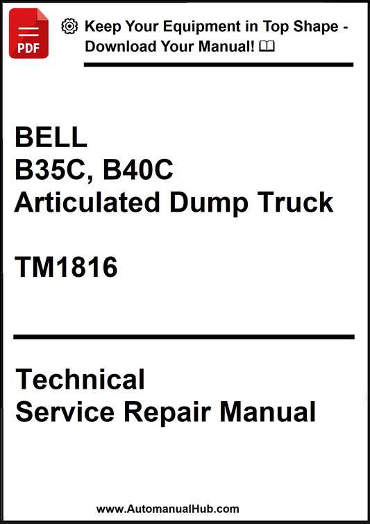 Technical service repair manual for BELL B35C, B40C Articulated Dump Truck model TM1816 on a white background.