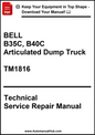 Technical service repair manual for BELL B35C, B40C Articulated Dump Truck model TM1816 on a white background.