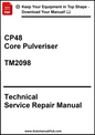 Technical service repair manual for CP48 Core Pulveriser with model number TM2098 on a white background.