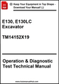 Technical manual cover for E130 and E130LC excavator operation and diagnostic test