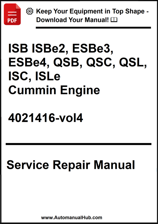 Service repair manual for Cummin Engine models on a white background