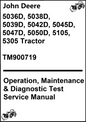 John Deere 5036D, 5038D, 5039D, 5042D, 5045D, 5047D, 5050D, 5105, 5305 Tractor Operation, Maintenance & Diagnostic Test Service Manual TM900719 - PDF