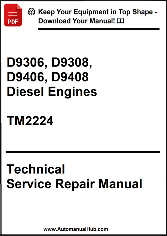 Technical Service Repair Manual for D9306, D9308, D9406, D9408 Diesel Engines with a download prompt.