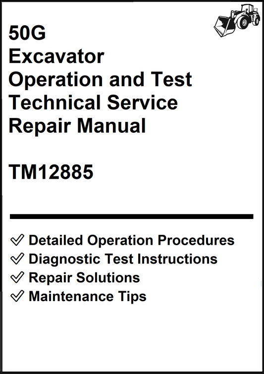 John Deere 50G Excavator Operation and Test Technical Service Repair Manual TM12885 - PDF