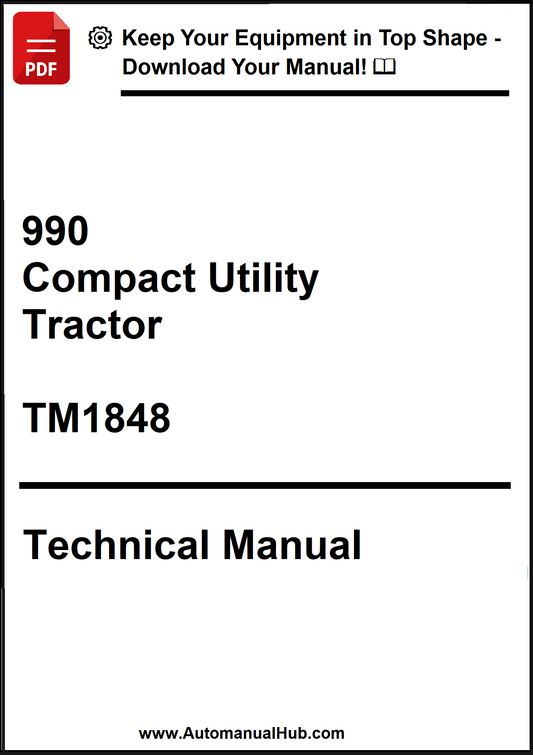 Technical manual cover for 990 Compact Utility Tractor TM1848 on a white background
