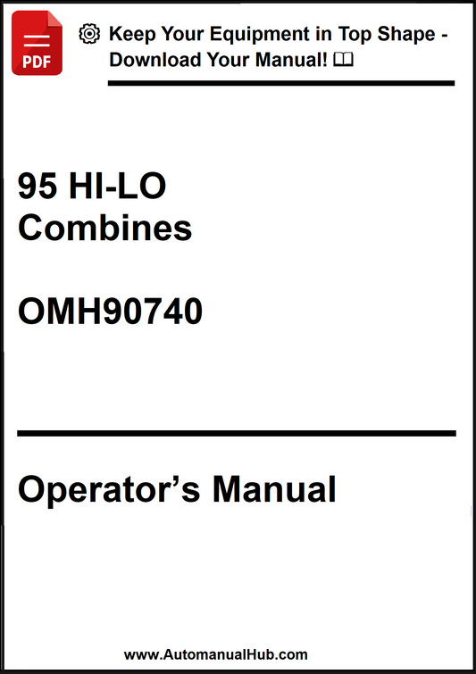 Operator's manual for 95 HI-LO Combines model OMH90740 on a white background.