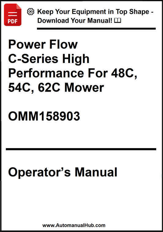 Operator's manual for Power Flow C-Series High Performance mowers on a white background