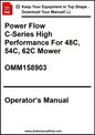 Operator's manual for Power Flow C-Series High Performance mowers on a white background