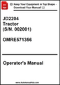 John Deere JD2204 Tractor (S/N. 002001) Operator's Manual OMRE571356 - PDF