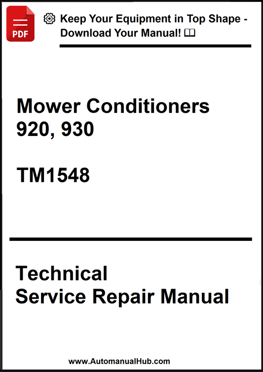 John Deere Mower Conditioners 920, 930 Technical Service Repair Manual TM1548 - PDF