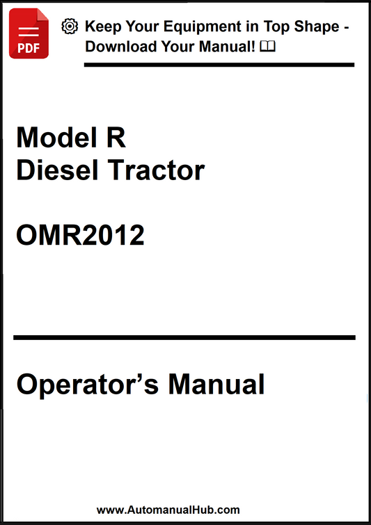 Operator's manual for Model R Diesel Tractor OMR2012 on a white background