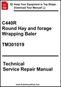 Technical service repair manual for a round hay and forage wrapping baler model C440R, with a download offer on top.