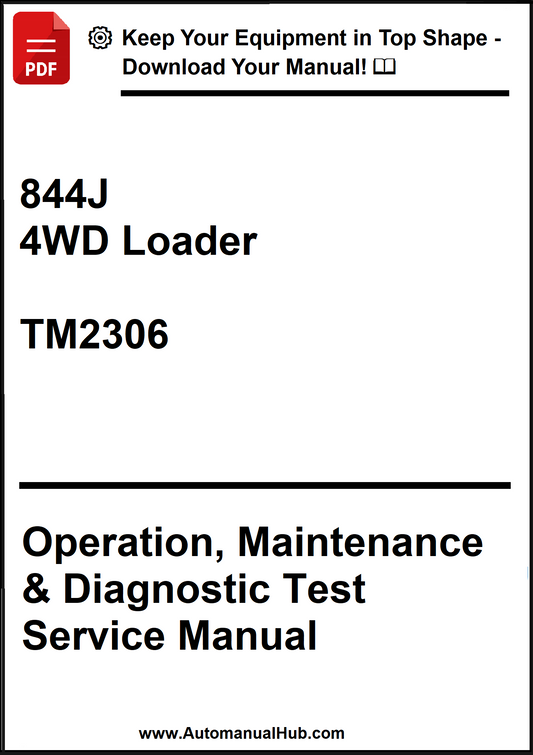 John Deere 844J 4WD Loader Operation, Maintenance & Diagnostic Test Service Manual TM2306 - PDF