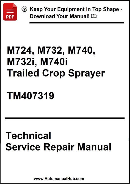 Technical service repair manual for trailed crop sprayers on a white background