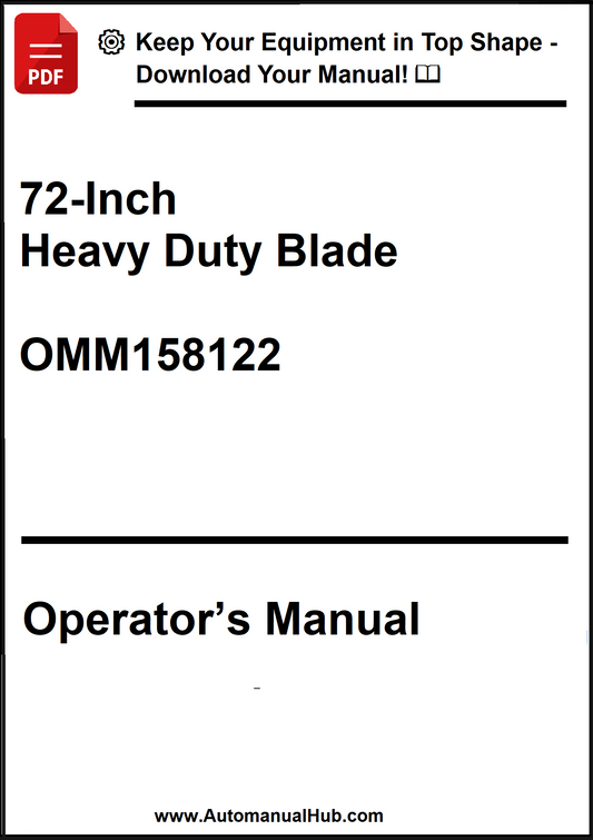 John Deere 72-Inch Heavy Duty Blade Operator's Manual OMM158122 - PDF