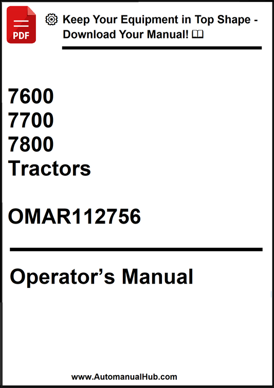 John Deere 7600, 7700 and 7800 Tractors Operator’s Manual OMAR112756 - PDF