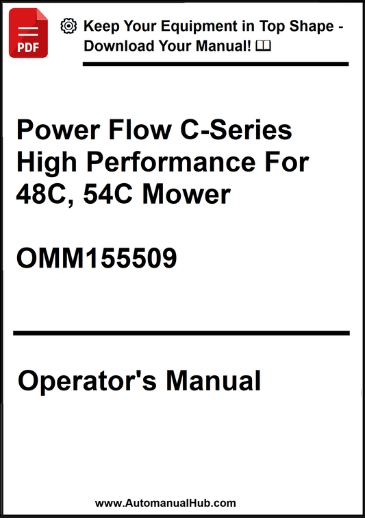 Operator's manual for Power Flow C-Series high performance mowers on a white background