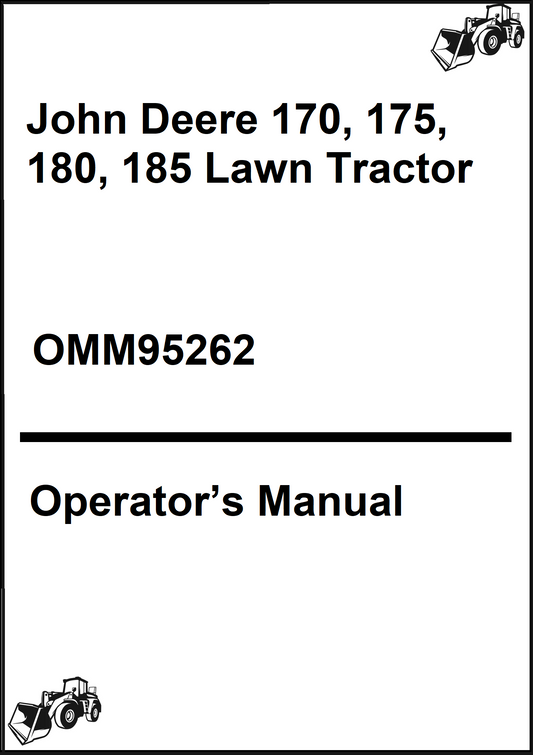 John Deere 170, 175, 180, 185 Lawn Tractor Operator's Manual