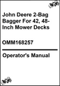 John Deere 2-Bag Bagger For 42, 48-Inch Mower Decks Operator's Manual 