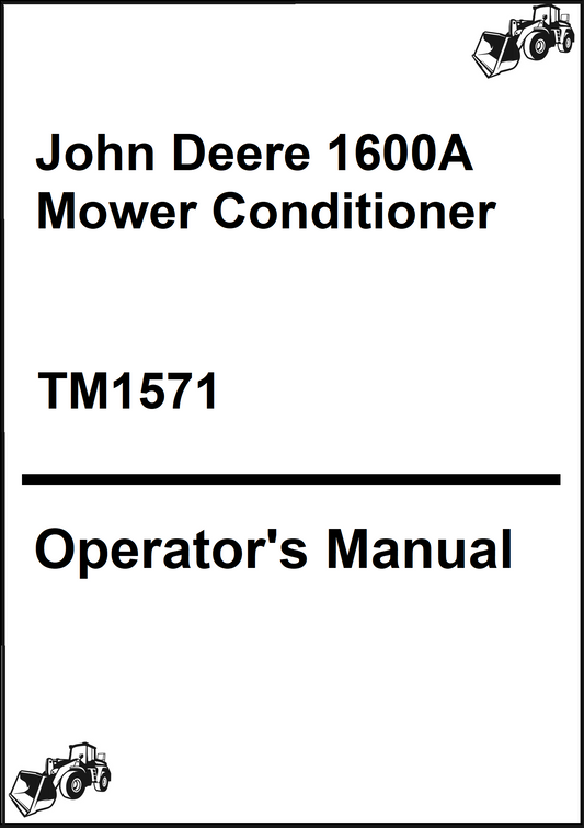 John Deere 1600A Mower Conditioner Technical Service Repair Manual