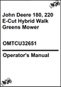 John Deere 180, 220 E-Cut Hybrid Walk Greens Mower Operator's Manual