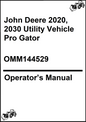 John Deere 2020, 2030 Utility Vehicle Pro Gator Operator's Manual
