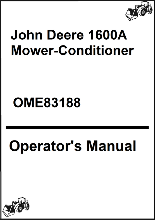 John Deere 1600A Mower-Conditioner Operator’s Manual