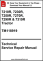 John Deere 7210R, 7230R, 7250R, 7270R, 7290R & 7310R Tractor Technical Service Repair Manual TM118919 - PDF