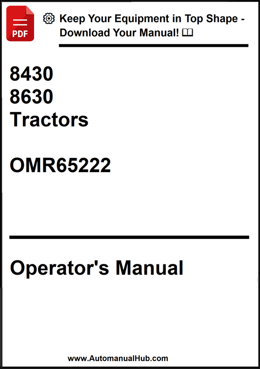 John Deere 8430 and 8630 Tractors Operator’s Manual OMR65222 - PDF