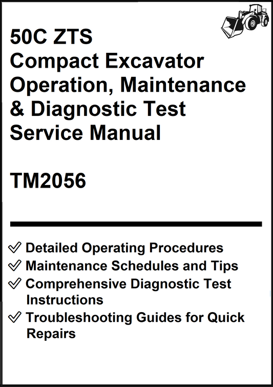 John Deere 50C ZTS Compact Excavator Operation, Maintenance & Diagnostic Test Service Manual TM2056 - PDF