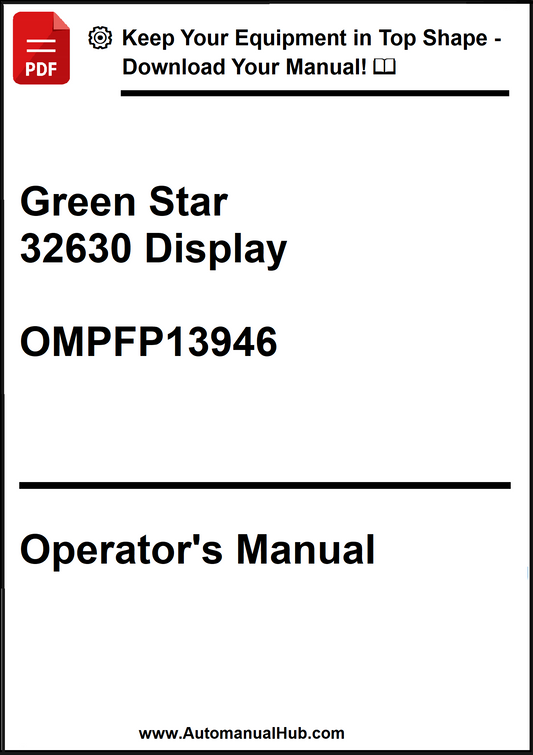 Operator's manual for Green Star 32630 Display with a download prompt at the top.