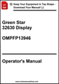 Operator's manual for Green Star 32630 Display with a download prompt at the top.