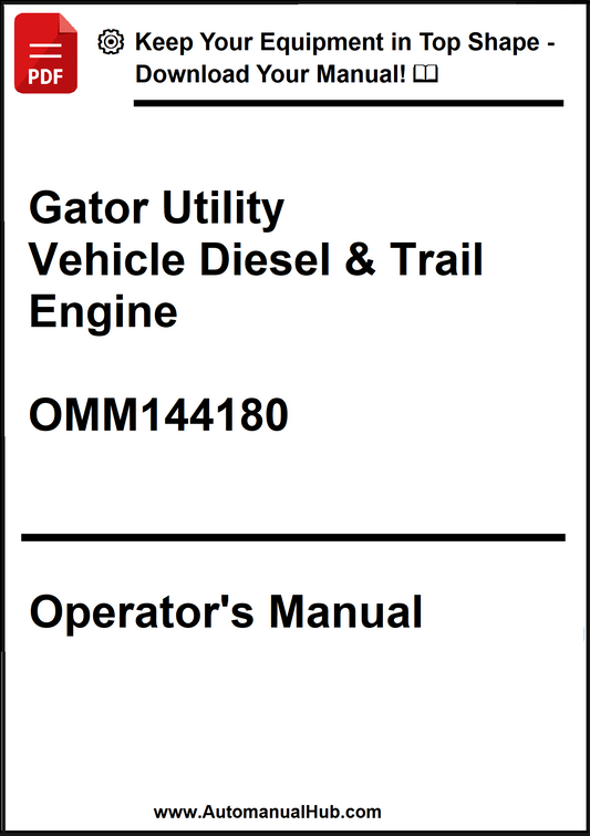 Gator Utility Vehicle Diesel & Trail Engine operator's manual with a download prompt.