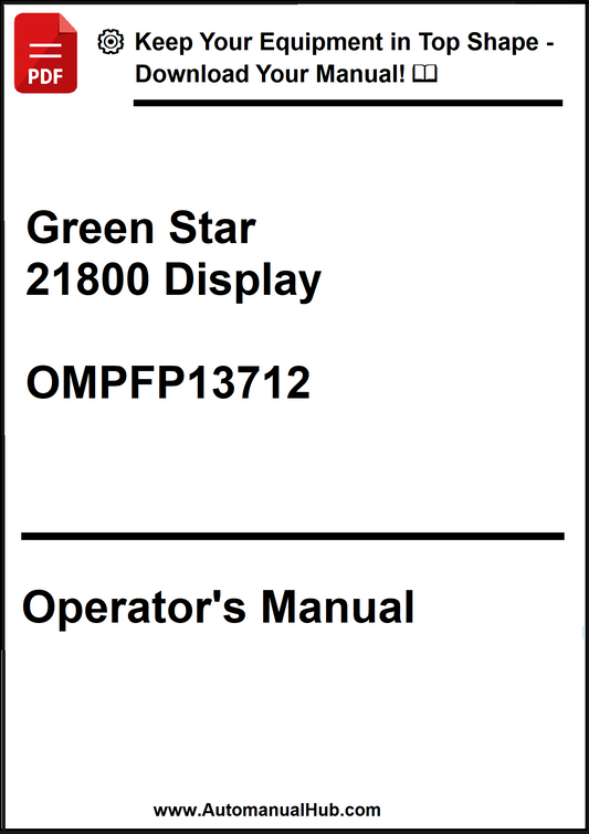 Operator's manual for Green Star 21800 Display with a download prompt at the top.