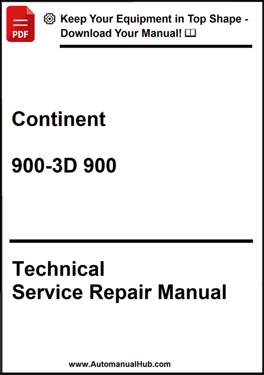 Technical Service Repair Manual for Continent 900-3D 900 on a white background