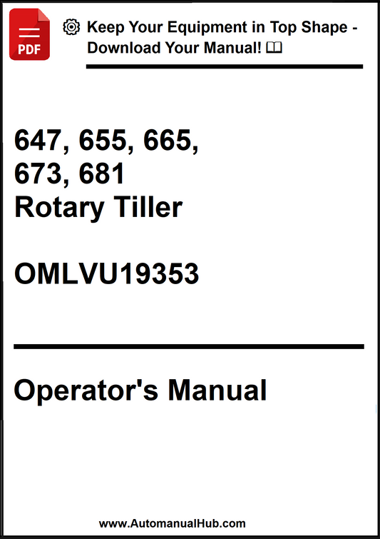 John Deere 647, 655, 665, 673, 681 Rotary Tiller Operator's Manual OMLVU19353 - PDF
