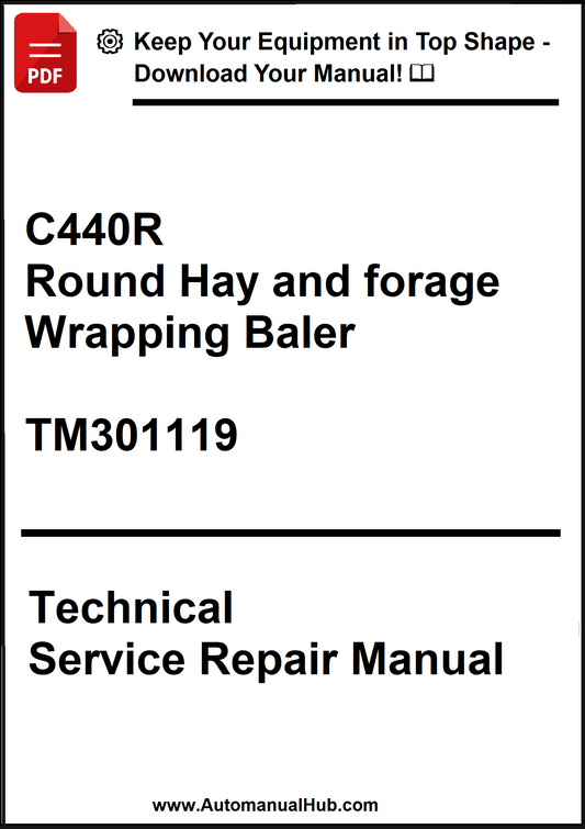Technical service repair manual for a round hay and forage wrapping baler on a white background