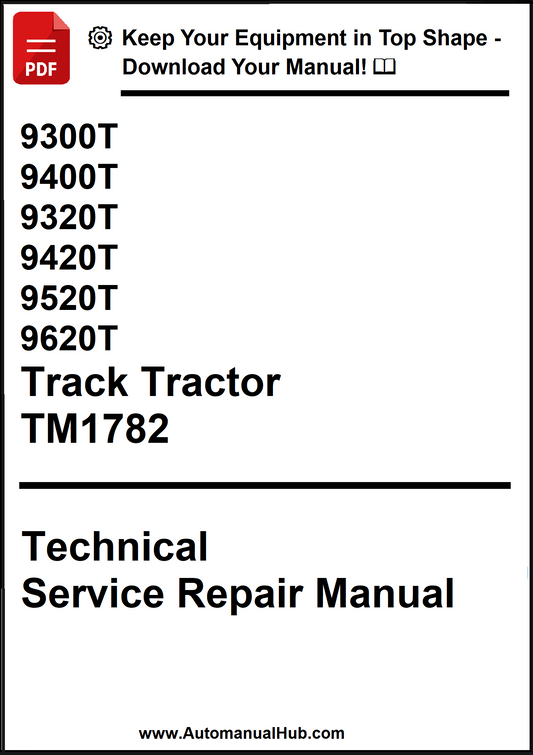 Technical Service Repair Manual for track tractors with model numbers listed on a white background.