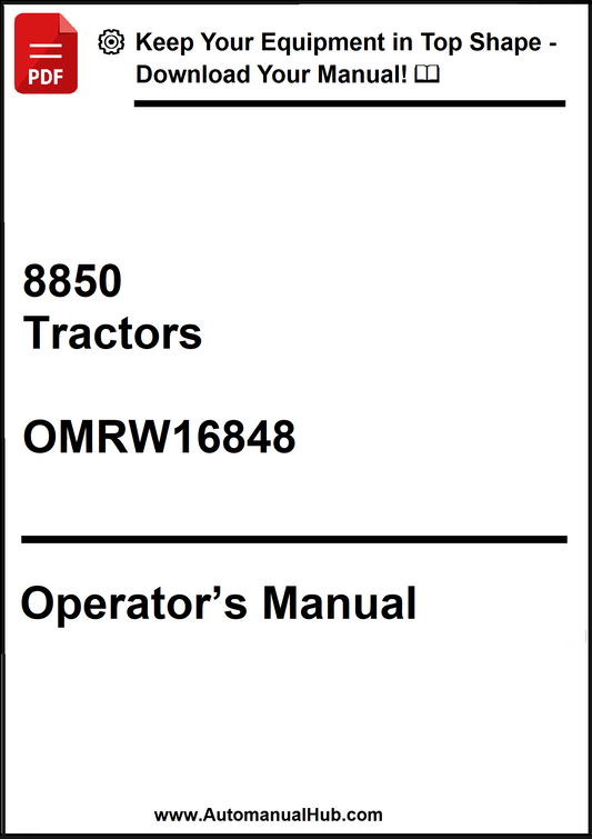 John Deere 8850 Tractors Operator’s Manual OMRW16848 - PDF