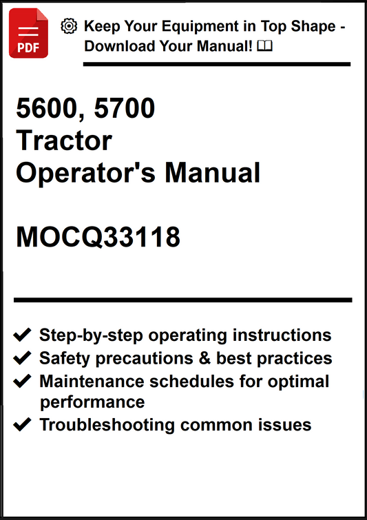 John Deere 5600, 5700 Tractor Operator's Manual MOCQ33118 - PDF