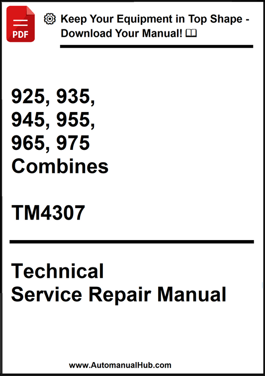 Technical Service Repair Manual for combines with model numbers and publication details.
