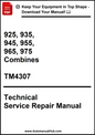 Technical Service Repair Manual for combines with model numbers and publication details.
