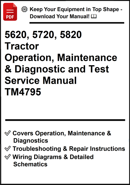 John Deere 5620, 5720, 5820 Tractor Operation, Maintenance & Diagnostic and Test Service Manual TM4795 - PDF