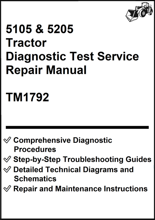 John Deere 5105 & 5205 Tractor Diagnostic Test Service Repair Manual TM1792 - PDF