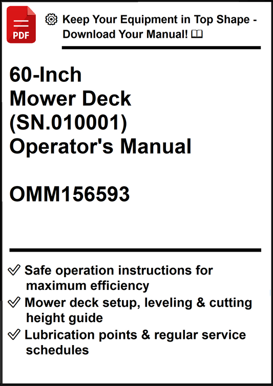 John Deere 60-Inch Mower Deck (SN.010001) Operator's Manual OMM156593 - PDF