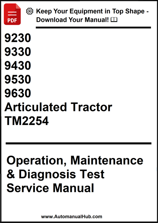 Manual for articulated tractors with contact information and website URL.