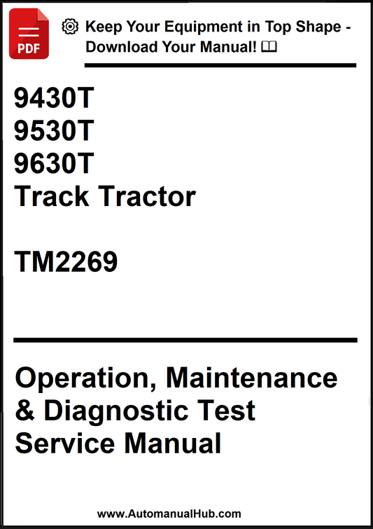 Manual cover for 9430T, 9530T, 9630T track tractors with service information.