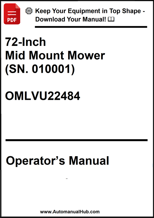 John Deere 72-Inch Mid Mount Mower (SN. 010001) Operator's Manual OMLVU22484 - PDF