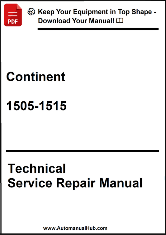 Technical Service Repair Manual for Continent 1505-1515 with promotional text at the top.